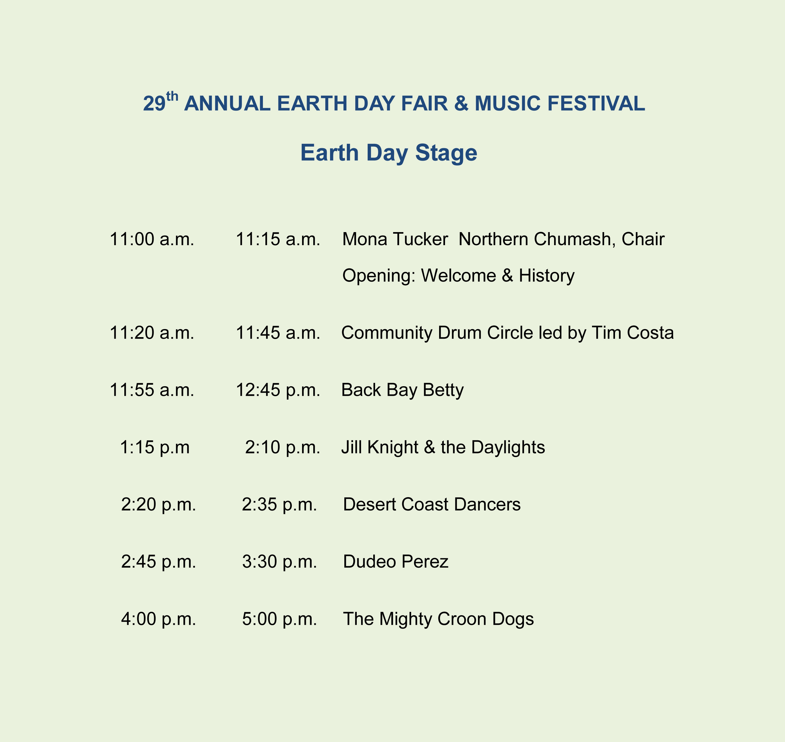 Earth Day Schedule | Earth Day Alliance